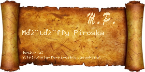 Mátéffy Piroska névjegykártya